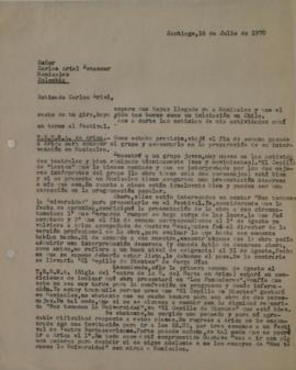 Carta de Sergio Vodanovic dirigida a Carlos Ariel Betancur
