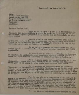 Carta de Sergio Vodanovic dirigida a Carlos Ariel Betancur