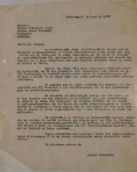 Carta de Sergio Vodanovic dirigida a Emilio Echeverri Mejía y Carlos Ariel Betancur