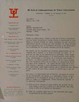 Carta de Emilio Echeverri Mejía y Carlos Ariel Betancur dirigida a Sergio Vodanovic