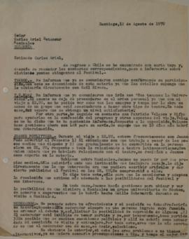 Carta de Sergio Vodanovic dirigida a Carlos Ariel Betancur