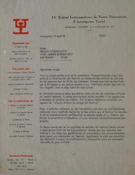 Carta de Carlos Ariel Betancur dirigida a Sergio Vodanovic