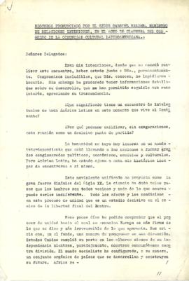 Congreso de la Comunidad Cultural Latinoamericana - Discurso Gabriel Valdés