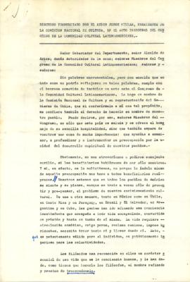 Congreso de la Comunidad Cultural Latinoamericana - Discurso Jorge Millas