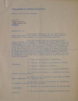 Carta del Frente Nacional de Artistas e Intelectuales a su comitiva