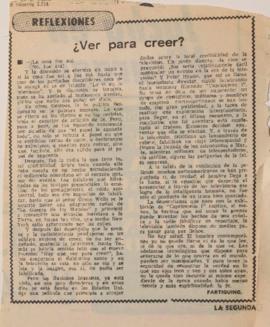Reflexiones. ¿Ver para creer?