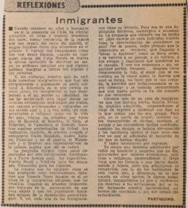Reflexiones. Inmigrantes