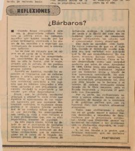 Reflexiones. ¿Bárbaros?