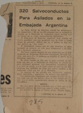 320 salvoconductos para asilados en la embajada argentina