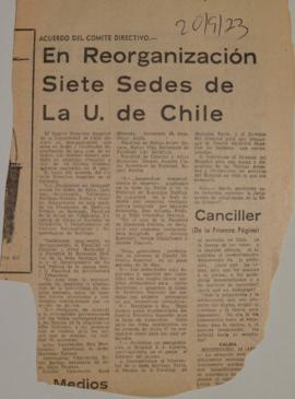 En reorganización siete sedes de la U. de Chile
