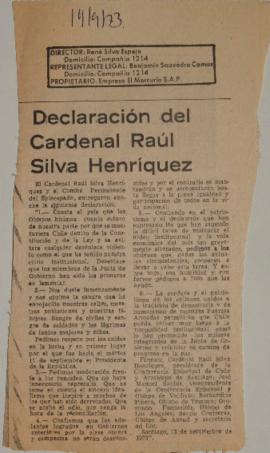 Declaración del cardenal Raúl Silva Henríquez