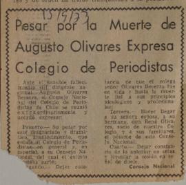 Pesar por la muerte de Augusto Olivares expresa Colegio de Periodistas