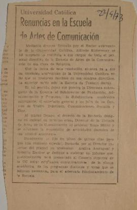 Renuncias en la Escuela de Artes de Comunicación