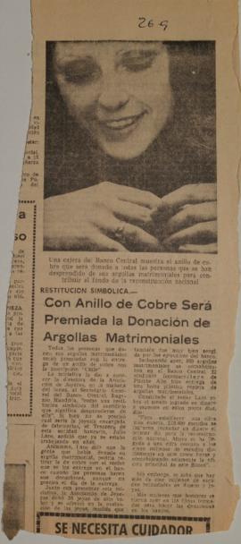 Con anillo de cobre será premiada la donación de argollas matrimoniales
