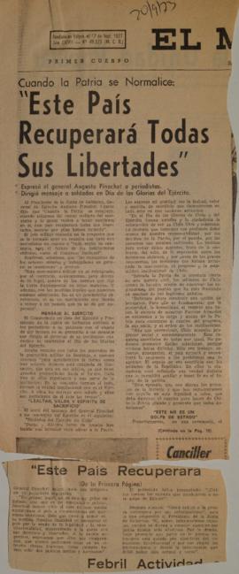 "Este país recuperará todas sus libertades"