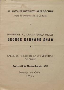 Programa del Homenaje al dramaturgo inglés George Bernard Shaw