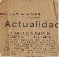 Miembro de número en Academia de Bellas Artes