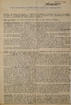 Crítica de Sergio Vodanovic a "Comedias de guerra" estrenada el 12 de diciembre de 1946...