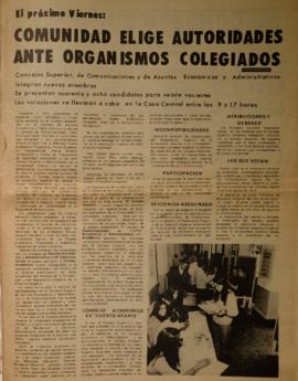 El próximo viernes: Comunidad elige autoridades ante organismos colegiados