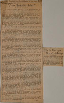 Crítica teatral: "¡Esta Señorita Trini!" / Éxito de Obra que Ofrece T. de Ensayo