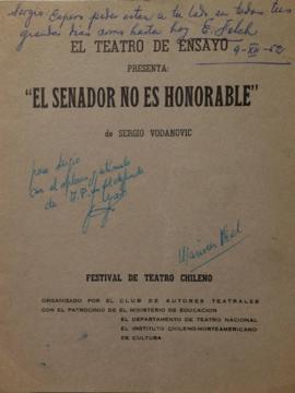 Programa "El senador no es honorable" - Presentación Festival de Teatro Chileno