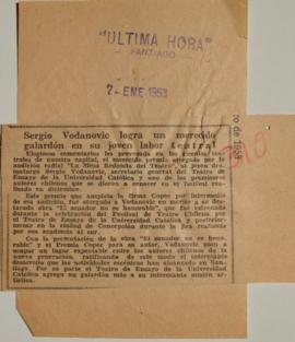 Sergio Vodanovic logra un merecido galardón en su joven labor teatral