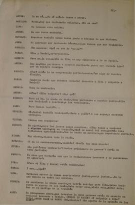 Páginas borrador del libreto teatral de la obra "Los traidores"