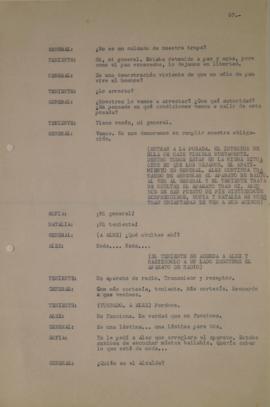 Páginas borrador del libreto teatral de la obra "Los traidores"
