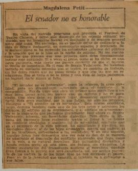 El senador no es honorable - crítica por Magdalena Petit
