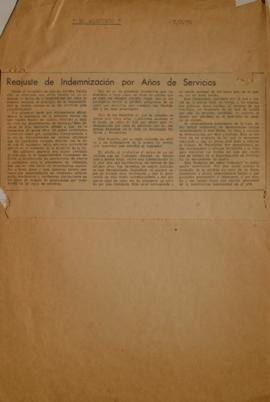 Reajusta de indemnización por años de servicio