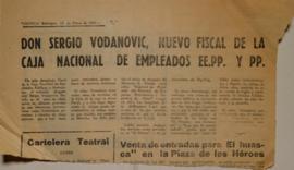 Don Sergio Vodanovic, nuevo fiscal de la Caja Nacional de Empleados EE.PP. y PP.