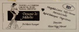 Aviso publicitario de la obra "Demonio de mediodía"