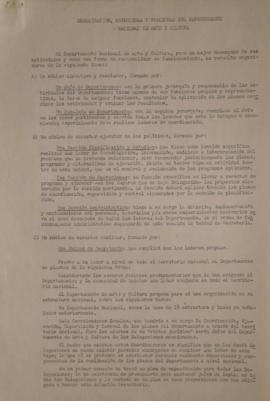 Organización, estructura y funciones del Departamento nacional de Arte y Cultura