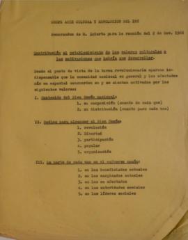 Memorándum de M. Zañartu para la reunión del 2 de noviembre