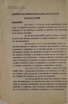 Anteproyecto de reglamento para los arts. 1°, 7°, 8° y 9° de la Ley N°15.266