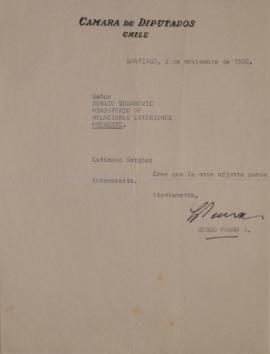 Carta de Bosco Parra dirigida a Sergio Vodanovic