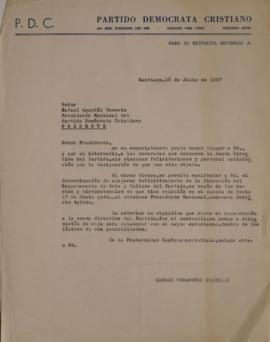 Carta de Rafael Gumucio dirigida a Sergio Vodanovic