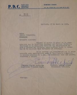 Carta de Patricio Aylwin dirigida a Sergio Vodanovic