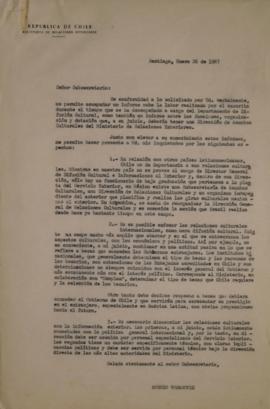 Carta de Sergio Vodanovic dirigida al Subsecretario