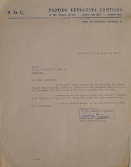 Carta de Rafael Gumucio dirigida a Sergio Vodanovic