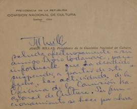 Carta de Jorge Millas dirigida a Sergio Vodanovic