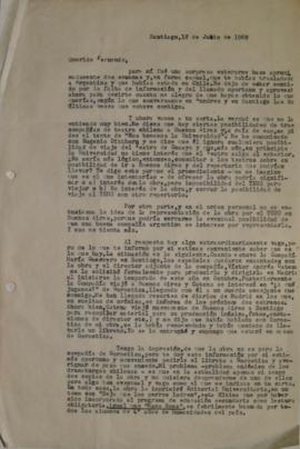 Carta de Sergio Vodanovic dirigida a Fernando Alegría