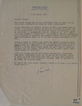 Carta de Fernando Alegría dirigida a Sergio Vodanovic