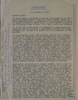 Carta de Fernando Alegría dirigida a Sergio Vodanovic