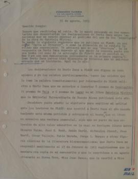 Carta de Fernando Alegría dirigida a Sergio Vodanovic