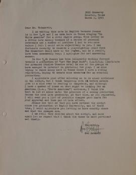 Carta de Ned Bobkoff dirigida a Sergio Vodanovic