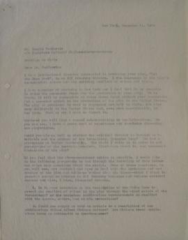 Carta de Ned Bobkoff dirigida a Sergio Vodanovic