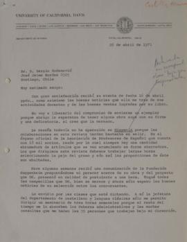 Carta de Homero Castillo dirigida Sergio Vodanovic