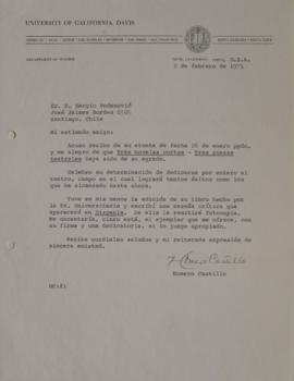 Carta de Homero Castillo dirigida a Sergio Vodanovic