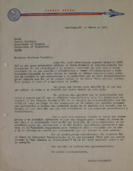 Carta de Sergio Vodanovic dirigida a Homero Castillo